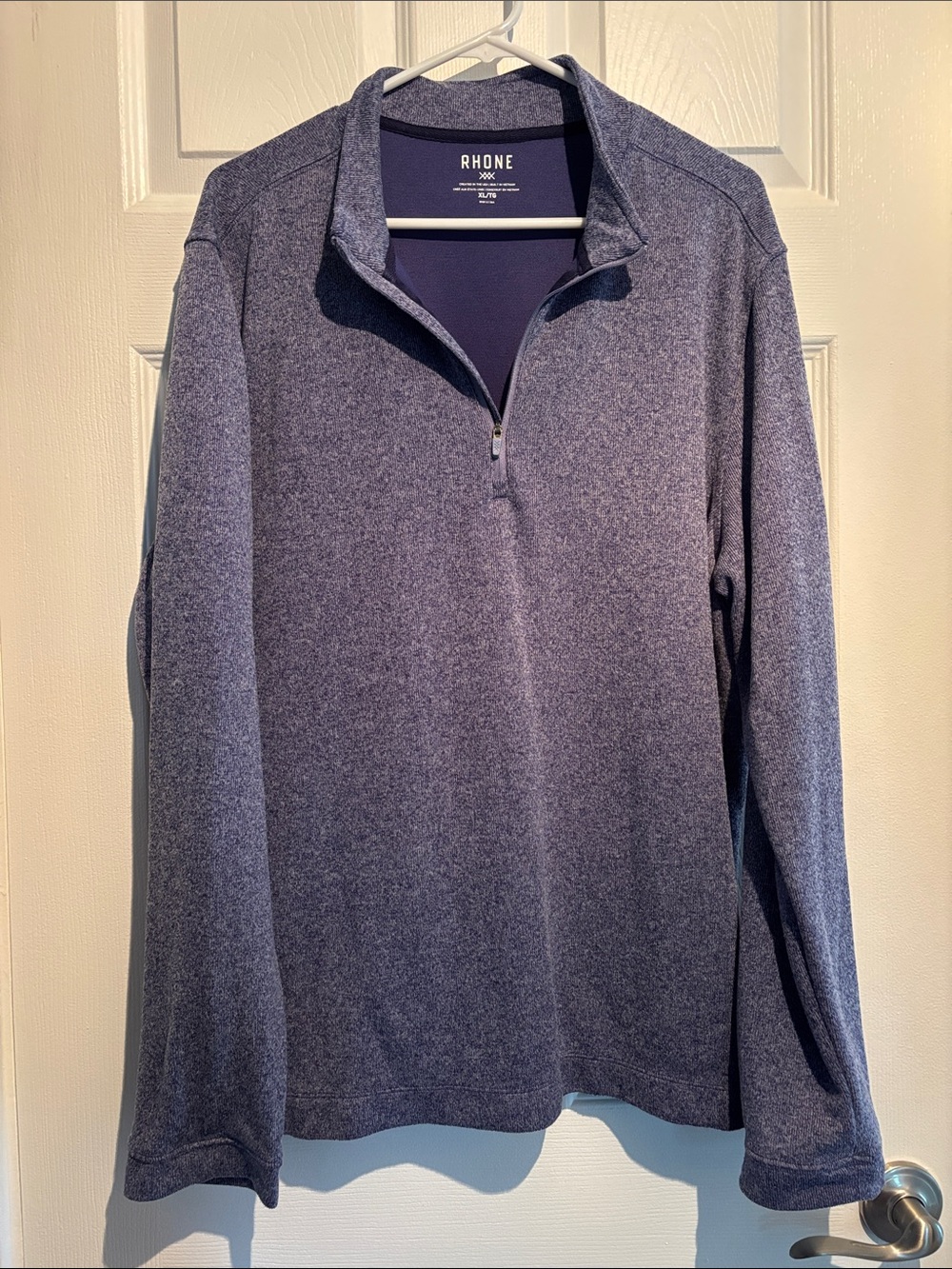 RHONE Heathered Navy Half-Zip Pullover